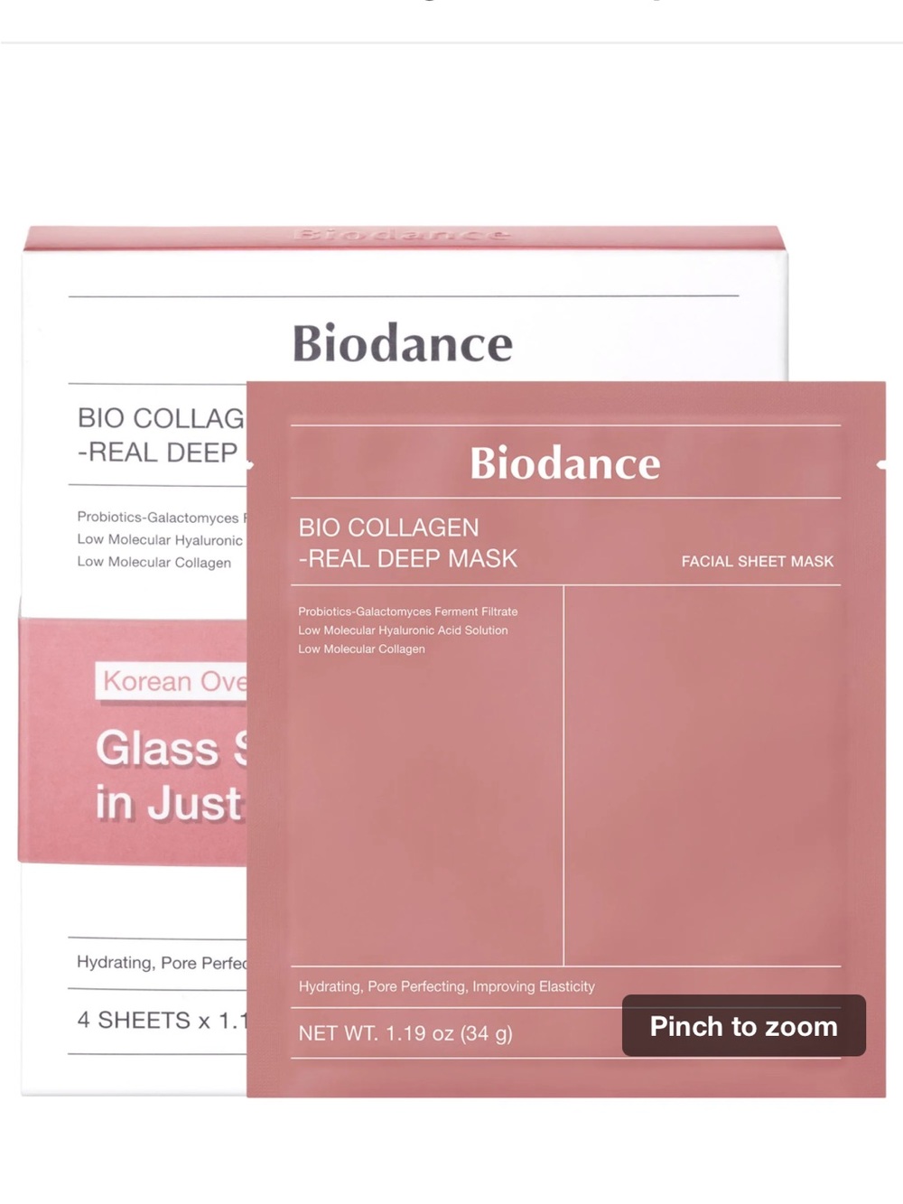 NIB Biodance Korean Skincare Bio Collagen Real Deep Masks (1 pk- 4 masks total)